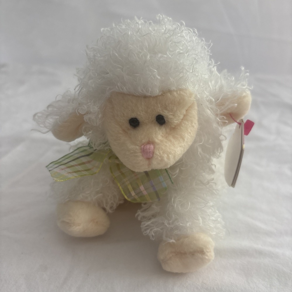 Ty Beanie Babies Floxy The Lamb White Curly Fleece Plush 7 inch 2006 Retired